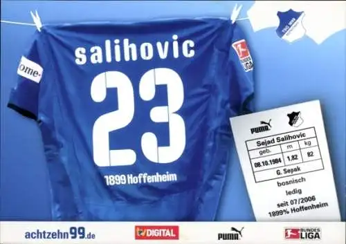 Autogrammkarte Fußballspieler Sejad Salihovic, TSG 1899 Hoffenheim, Autogramm