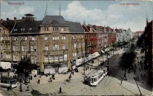 Ak Düsseldorf am Rhein, Graf Adolfstraße, Straßenbahn