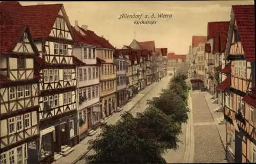 Ak Allendorf an der Werra Hessen, Kirchstraße, Fachwerkhäuser