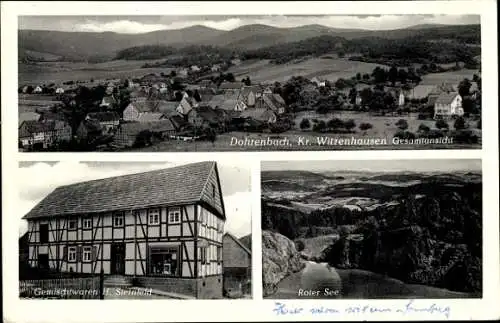 Ak Dohrenbach Witzenhausen an der Werra, Gesamtansicht, Gemischtwaren H. Steinfeld, Roter See