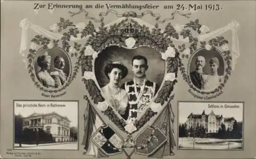 Ak Herzog Ernst August, Victoria Luise, Kaiserpaar, Herzogspaar, Vermählung am 24. Mai 1913, Gmunden