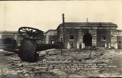 Ak Zerstörtes Fort Erbrandt bei Antwerpen, Kriegszerstörungen, I WK