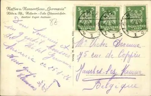 Ak Köln am Rhein, Kaffehaus Germania, Innenansicht