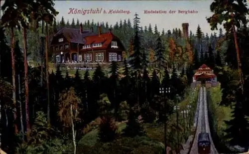 Ak Heidelberg am Neckar, Königstuhl von Ph. Mayer, Endstation der Bergbahn