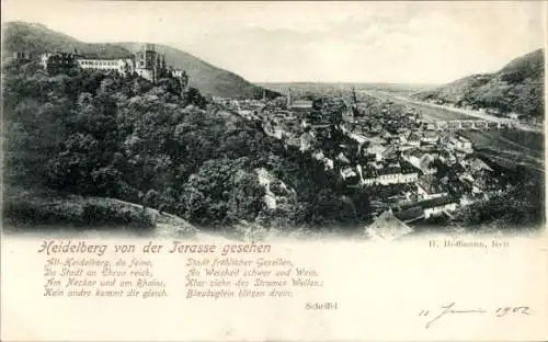 Ak Heidelberg am Neckar, Teilansicht, Schloss, Blick von der Terrasse