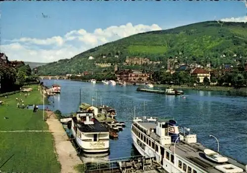 Ak Heidelberg am Neckar, Teilansicht, Schloss, Schiffe