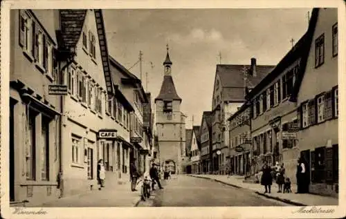 Ak Winnenden in Württemberg, Marktplatz, Kirche, Cafe