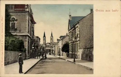Ak Lahr im Schwarzwald Baden, Straße, Passanten