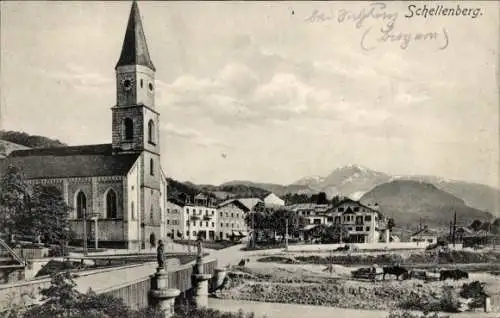 Ak Schellenberg Leubsdorf in Sachsen, Teilansicht, Brücke, Kirche