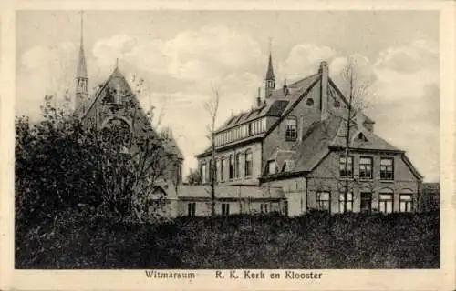 Ak Witmarsum Friesland Niederlande, Kerk en Klooster