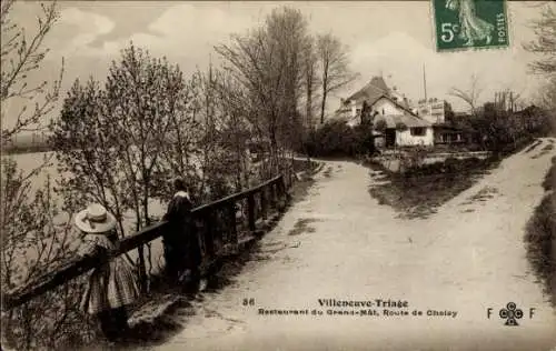 Ak Villeneuve Triage Val de Marne, Restaurant du Grand-Mat, Route de Choisy