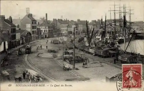 Ak Boulogne sur Mer Pas de Calais, Le Quai du Bassin