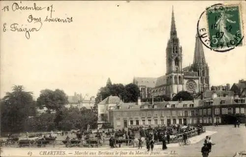 Ak Chartres Eure et Loir, Marche aux Bestiaux le jour du Marche franc