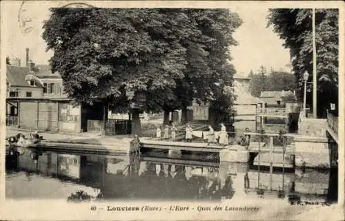 Ak Louviers Eure, L'Eure, Quai des Lavandieres