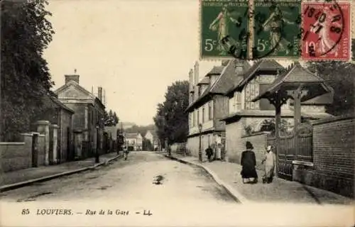 Ak Louviers Eure, Rue de la Gare