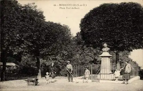 Ak Romainville Seine Saint Denis, Place Paul de-Kock, Denkmal