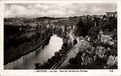 Ak Poitiers Vienne, Le Clain, Vers les Rochers du Porteau