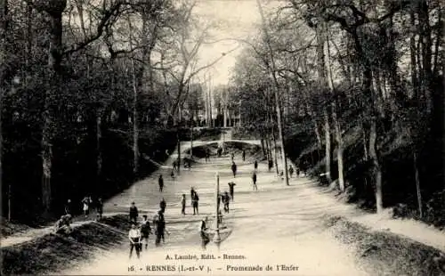 Ak Rennes Ille et Vilaine, Promenade de l'Enfer