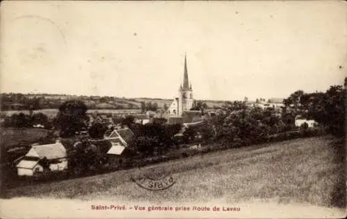 Ak Saint Privé Yonne, Vue generale prise Route de Lavau