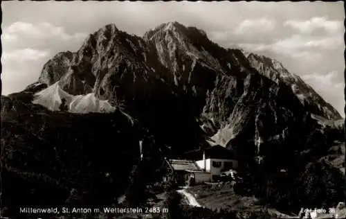 Ak Mittenwald in Oberbayern, Gasthof St. Anton am Kranzberg, Wetterstein