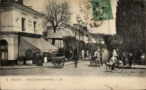 Ak Melun Seine et Marne, Quai Alsace Lorraine