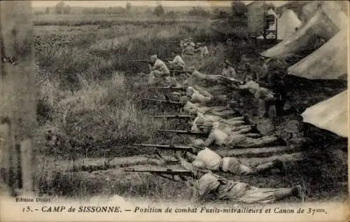 Ak Sissonne Aisne, Camp de Sissonne, Position de combat Fusils-mitrailleurs et Canon de 37mm