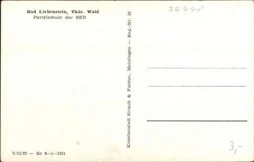 Ak Bad Liebenstein im Thüringer Wald, Parteischule der SED