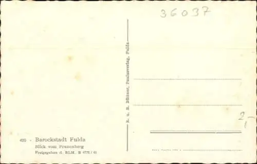 Ak Fulda in Hessen, Blick vom Frauenberg, Panorama