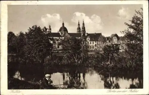 Ak Fulda in Hessen, Teilansicht, Ufer der Fulda