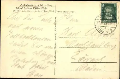 Ak Aschaffenburg in Unterfranken, Schloss, erbaut 1605-1614