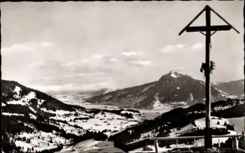 Ak Gunzesried Blaichach im Allgäu, Totalansicht, Blick vom Mitterberg, Grünten, Kreuz