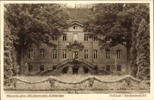 Ak Schieder Schwalenberg in Lippe, Eisenbahn-Kinderheim, Schloss, Vorderansicht