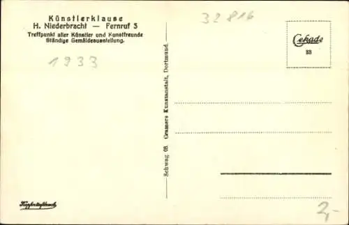 Ak Schwalenberg in Lippe, Künstlerklause, Fassadenmalerei Fr. Eicke