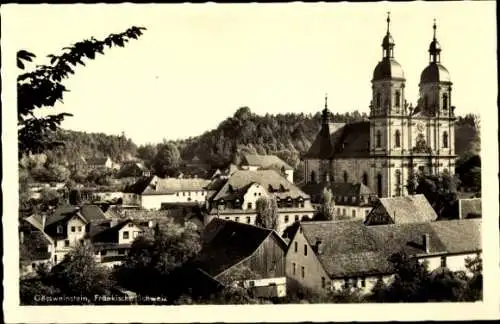 Ak Gößweinstein, Blick zur Basilika, Kloster und Kreuzberg