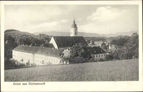 Ak Dietramszell in Bayern, Blick auf den Ort mit Kloster, Kirche