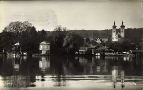 Ak Tutzing am Starnberger See Oberbayern, Teilansicht, See