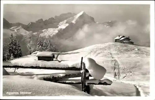 Ak Eckbauer Garmisch Partenkirchen in Oberbayern, Alpspitze, Winter