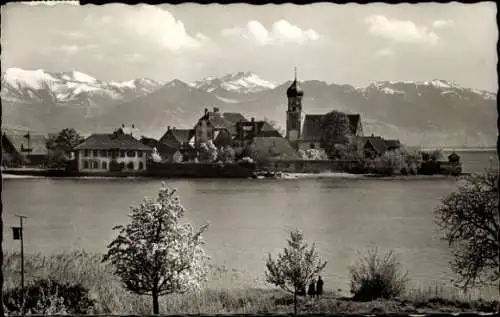 Ak Wasserburg am Bodensee Schwaben, Halbinsel, Schweizer Alpen