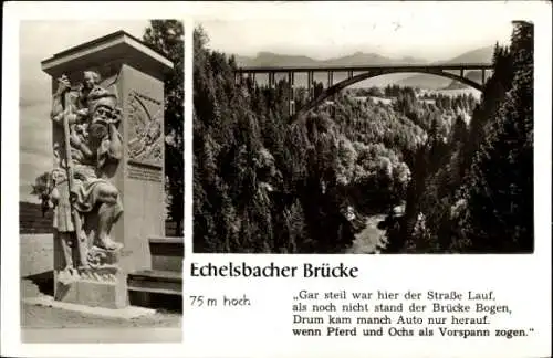 Ak Rottenbuch in Oberbayern, Echelsbacher Brücke, Gedenkstein, Gedicht