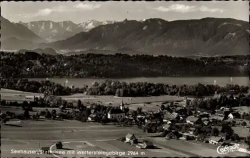 Ak Seehausen am Staffelsee, Panorama, Wettersteingebirge