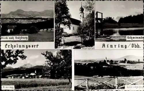 Ak Ainring in Oberbayern, Blick nach Salzburg, Schwimmbad, Gesamtansicht, Ulrichshögl