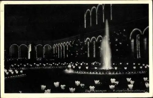 Ak Bad Kissingen Unterfranken Bayern, Kurgartenbeleuchtung