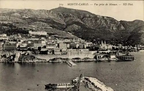 Ak Monte Carlo Monaco, Blick von Monaco aus