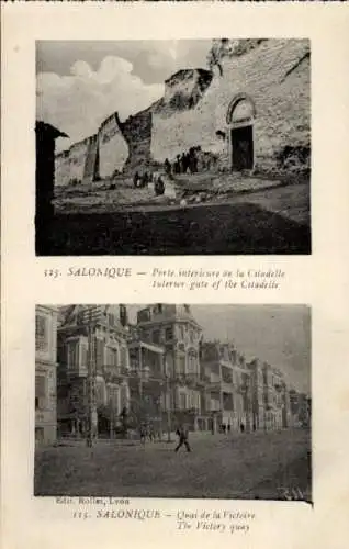 AK Thessaloniki Saloniki Griechenland, Inneres Tor der Zitadelle, Siegesdamm