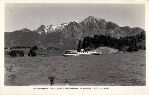 Ak Llao San Carlos de Bariloche Argentinien, Montonave Modesta Victoria und Hotel Llao