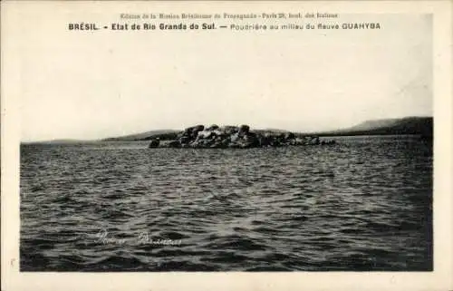 Ak Rio Grande do Sul Brasilien, Poudriere au milieu du fleuve Guahyba