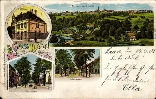 Litho Haan im Rheinland, Panorama, Kaiserstraße