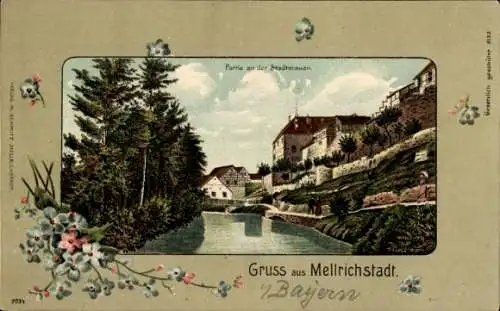 Litho Mellrichstadt in Unterfranken, An der Stadtmauer