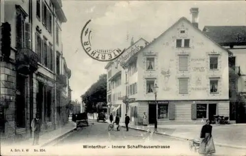 Ak Winterthur Kt. Zürich Schweiz, Innere Schaffhauserstraße, Restaurant