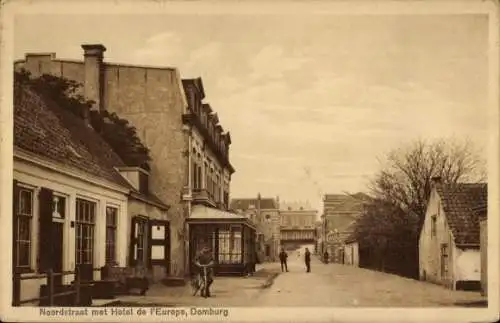 Ak Domburg Veere Zeeland Niederlande, Noordstraat, Hotel de l'Europe